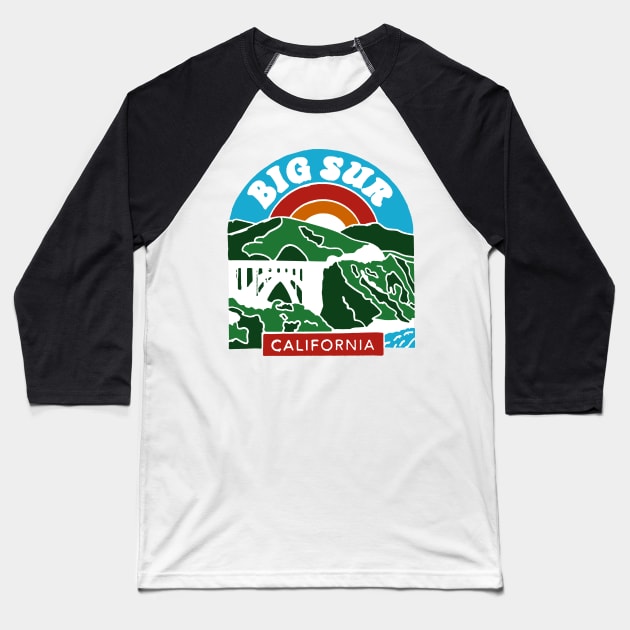 Big Sur California Decal Baseball T-Shirt by zsonn